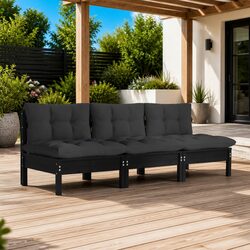 3-Seater Garden Sofa Outdoor Patio Furniture with Cushions Modular Design