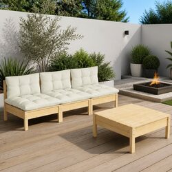 Your Perfect Outdoor Lounge Set: 4 Pieces with Cushions
