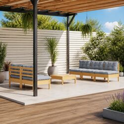 Your Outdoor Oasis: 6-Piece Lounge Set with Grey Cushions