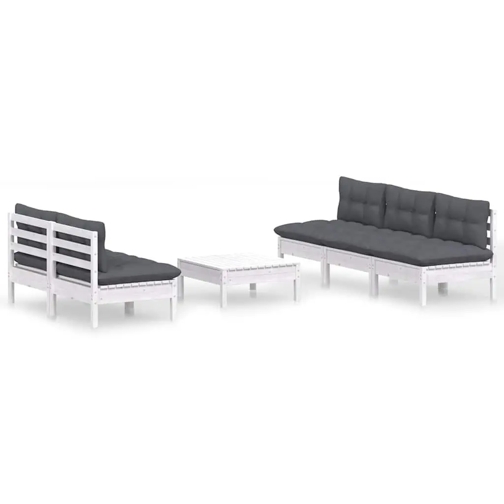 Modular Outdoor Pinewood Garden Lounge Set 6 Piece with Cushions