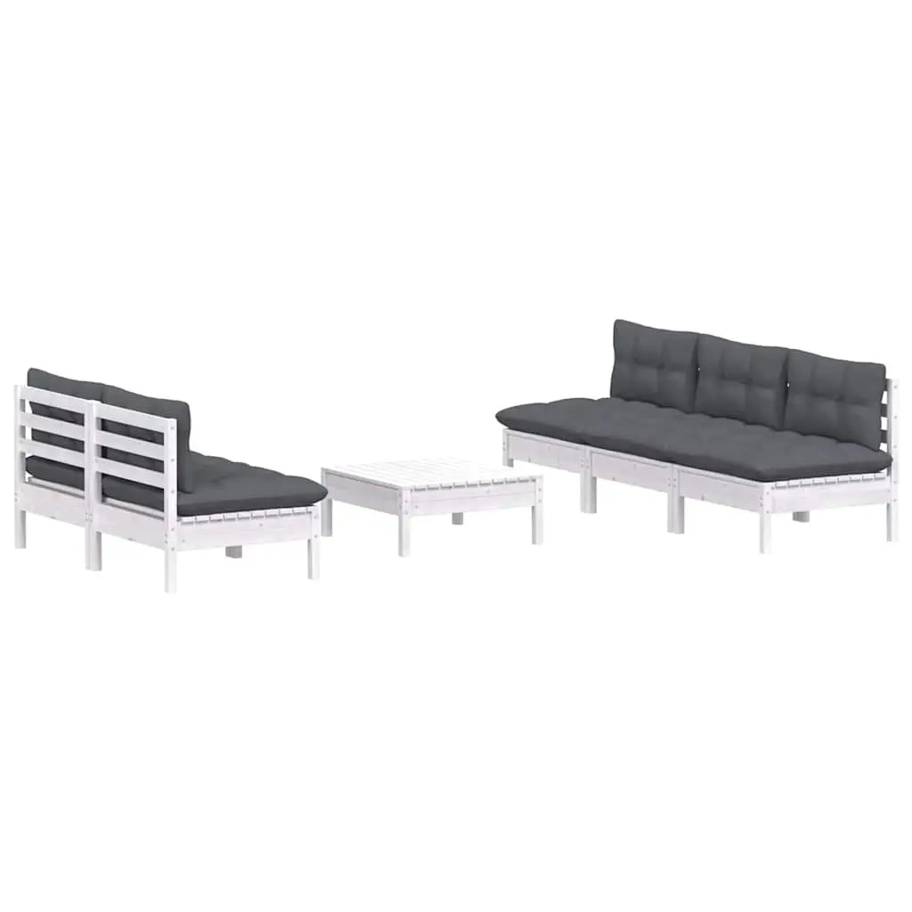 Modular Outdoor Pinewood Garden Lounge Set 6 Piece with Cushions
