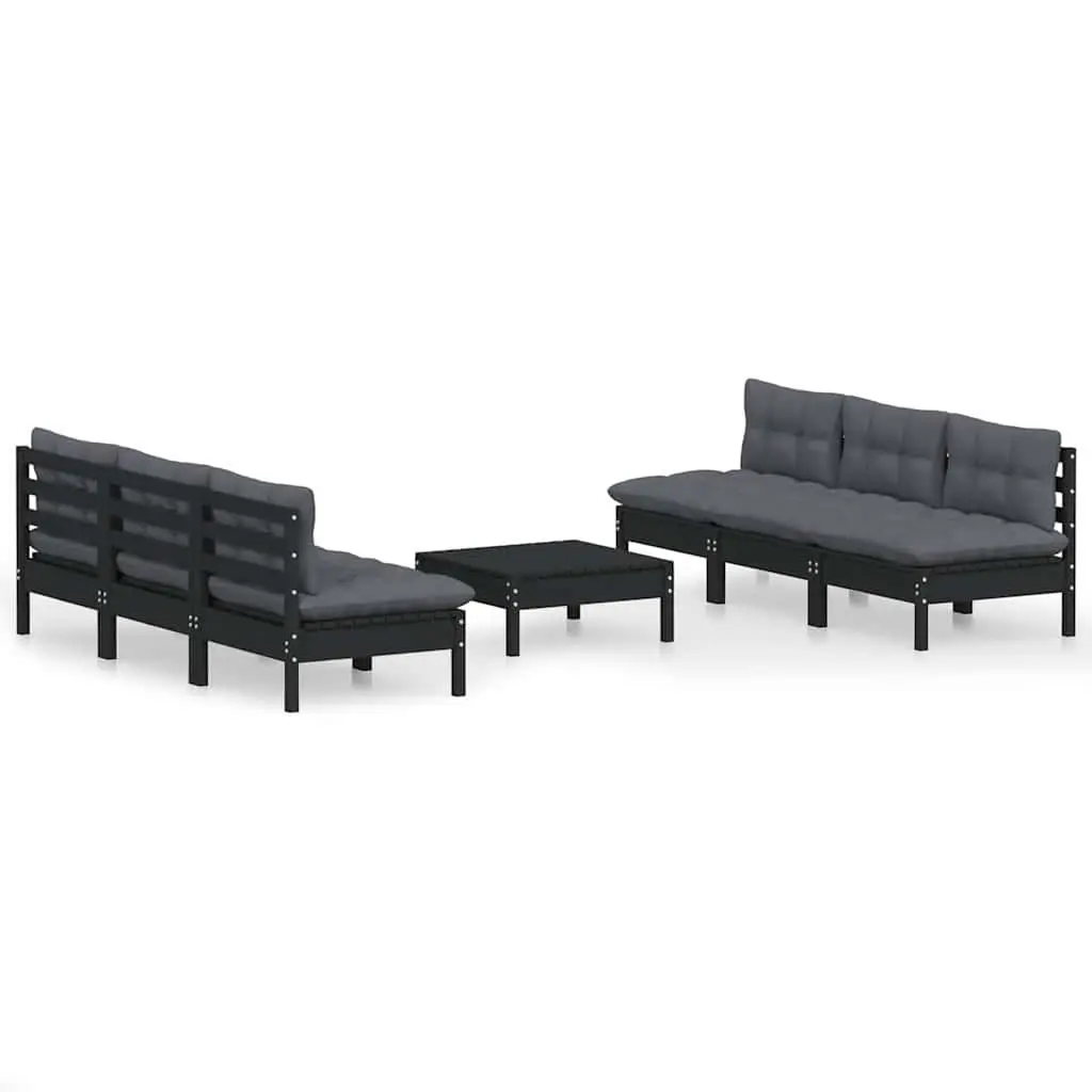 Garden Lounge Set 7 Piece Outdoor Patio Furniture Pinewood with Cushions