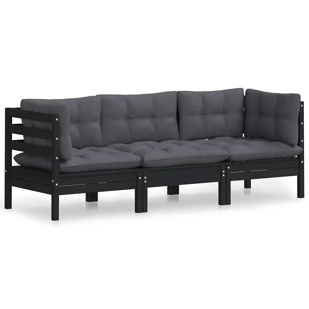 3-Seater Garden Sofa Outdoor Patio Lounge Seat with Cushions Modular Design