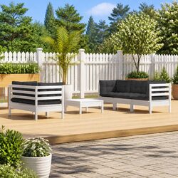 Garden Lounge Set 6 Piece Outdoor Furniture Patio Pinewood White Modular