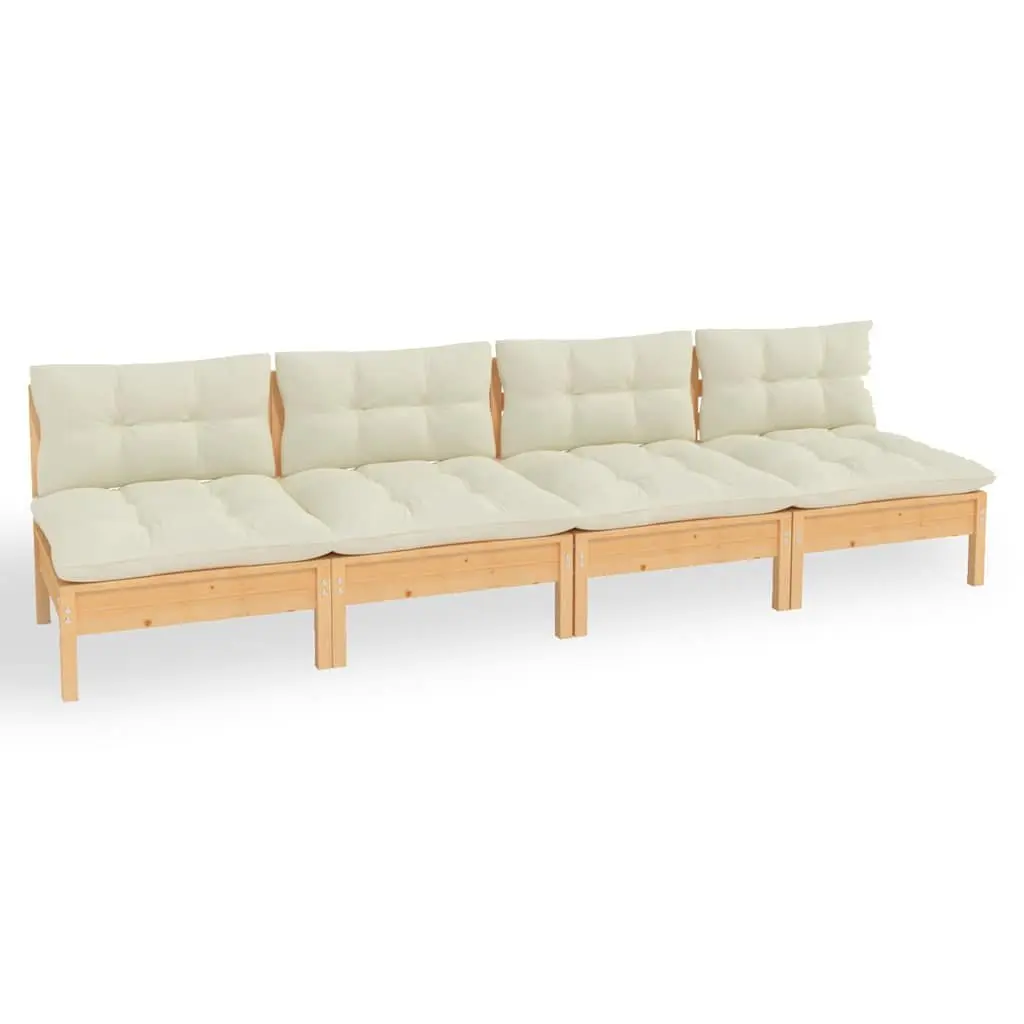 4-Seater Garden Sofa Outdoor Patio Lounge Chair Cream Cushions Modular Design