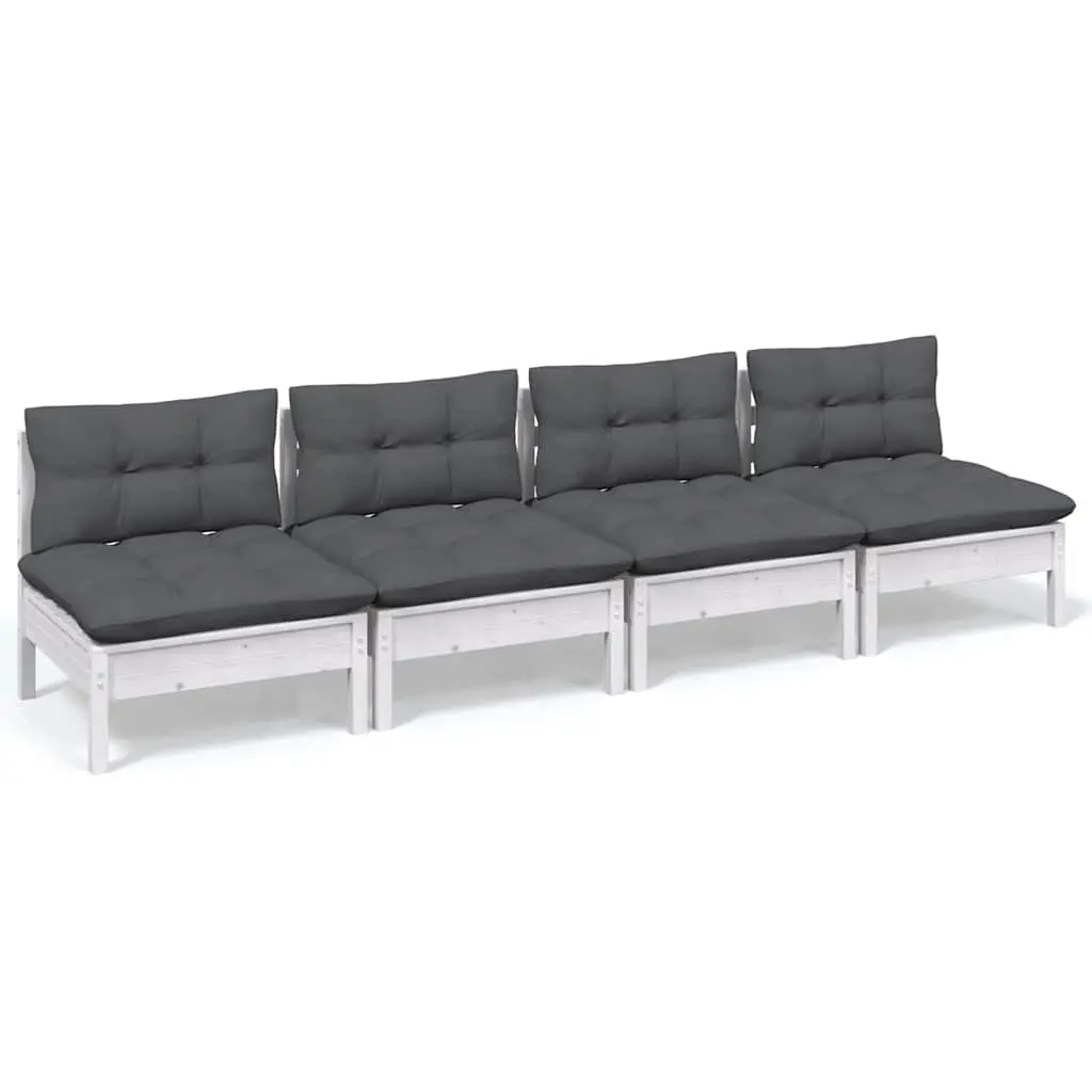 4-Seater Garden Sofa Outdoor Patio Lounge Pinewood Modular Seating with Cushions