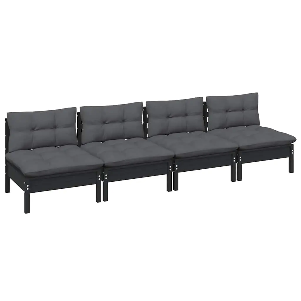 4-Seater Garden Sofa Solid Pinewood Outdoor Patio Lounge Seating with Cushions