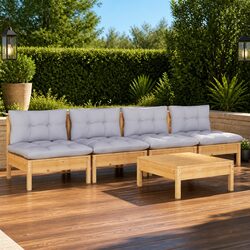 Your Ideal 5-Piece Garden Lounge Set with Grey Cushions