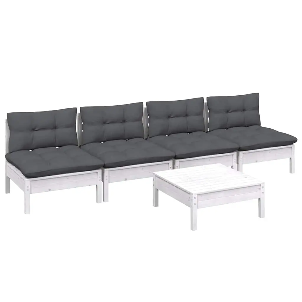 Garden Lounge Set 5 Piece Outdoor Furniture Pinewood Patio Sofa with Cushions