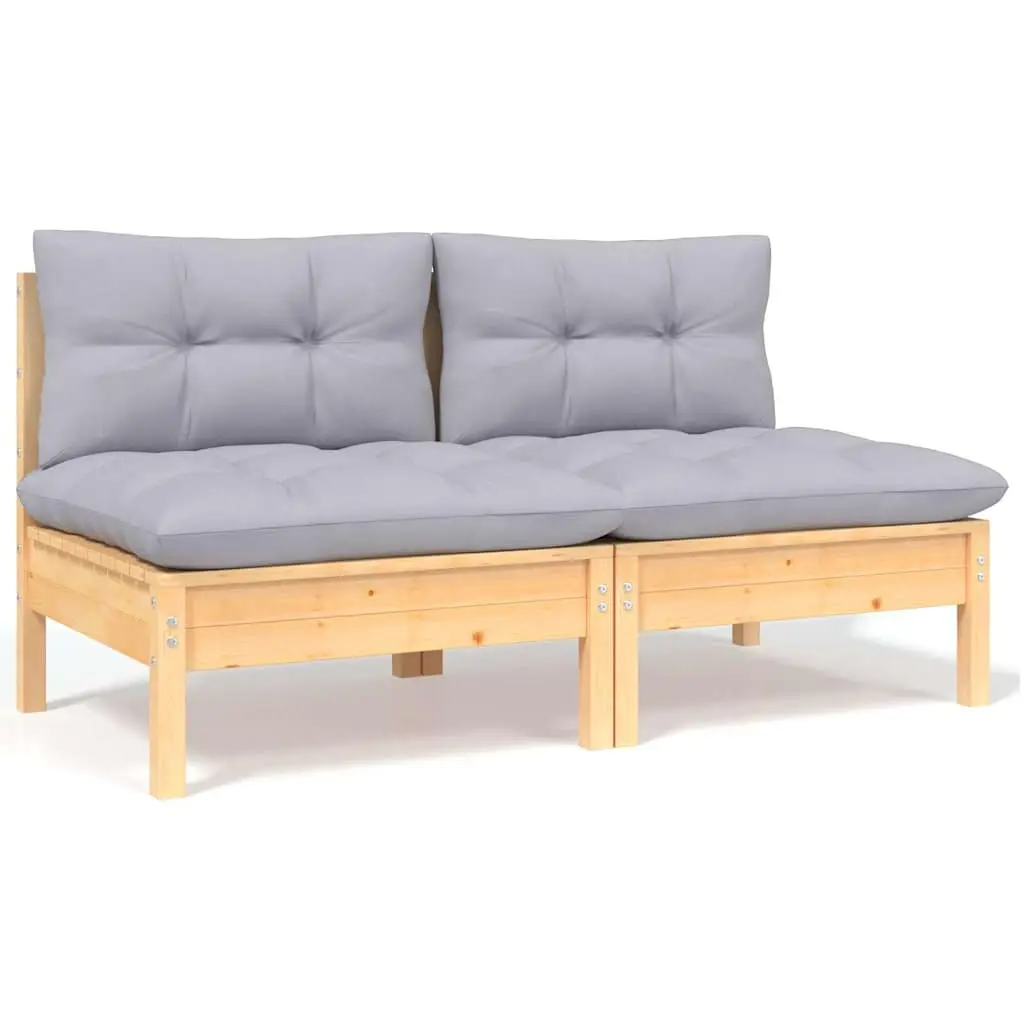 Modular Garden Lounge Set 5 Piece Outdoor Furniture with Grey Cushions for Patios and Gardens