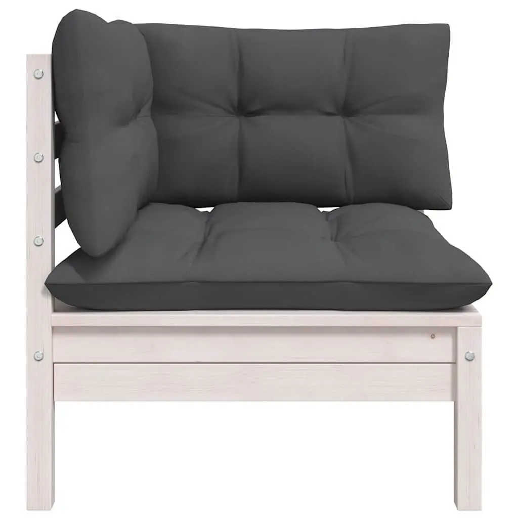Garden Lounge Set 8 Piece Modular Patio Furniture with Cushions White Outdoor