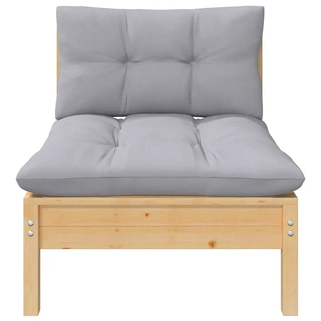 Modular Garden Lounge Set 5 Piece Outdoor Furniture with Grey Cushions