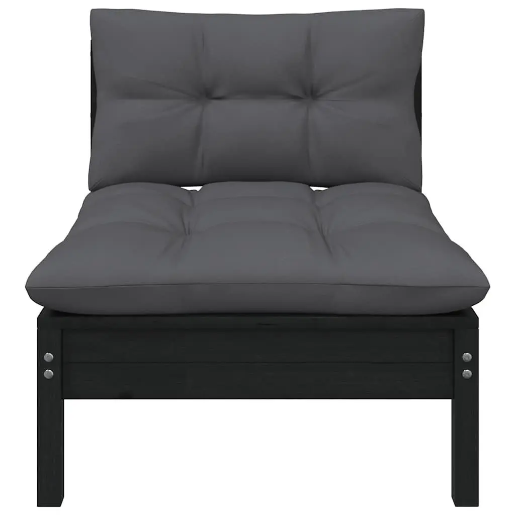 Garden Lounge Set 5 Piece Outdoor Patio Furniture with Cushions Black