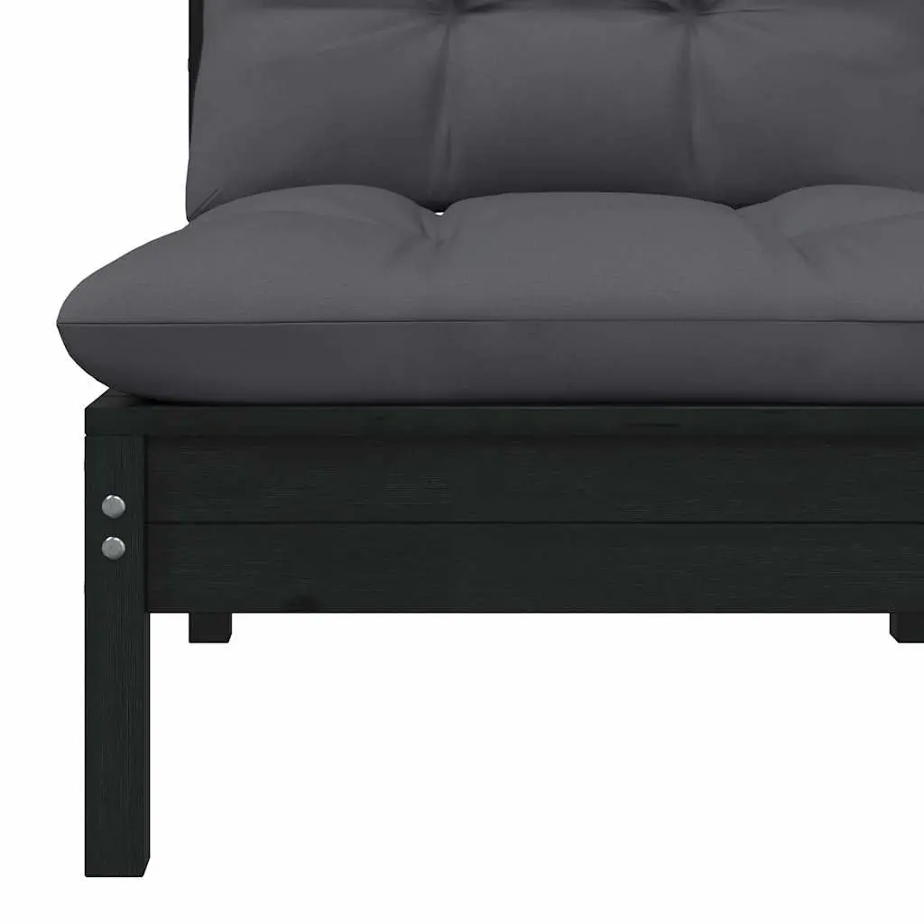 Garden Lounge Set 5 Piece Outdoor Patio Furniture with Cushions Black