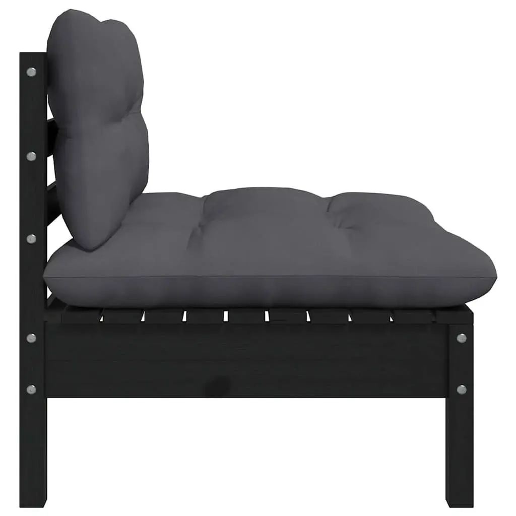 Garden Lounge Set 5 Piece Outdoor Patio Furniture with Cushions Black