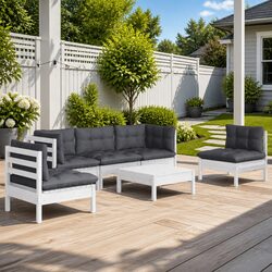 Friendly 6 Piece Garden Lounge Set with White Cushions
