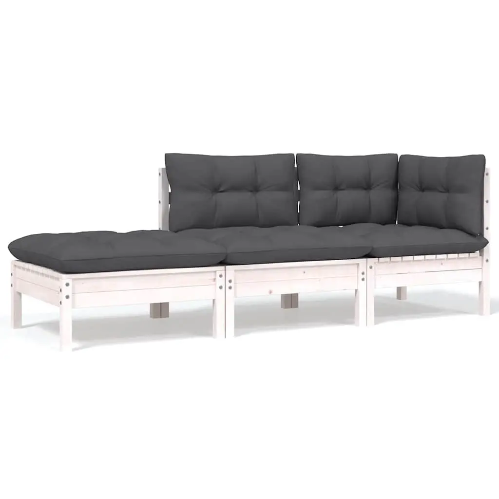 Garden Lounge Set 6 Piece Outdoor Patio Furniture with Cushions White
