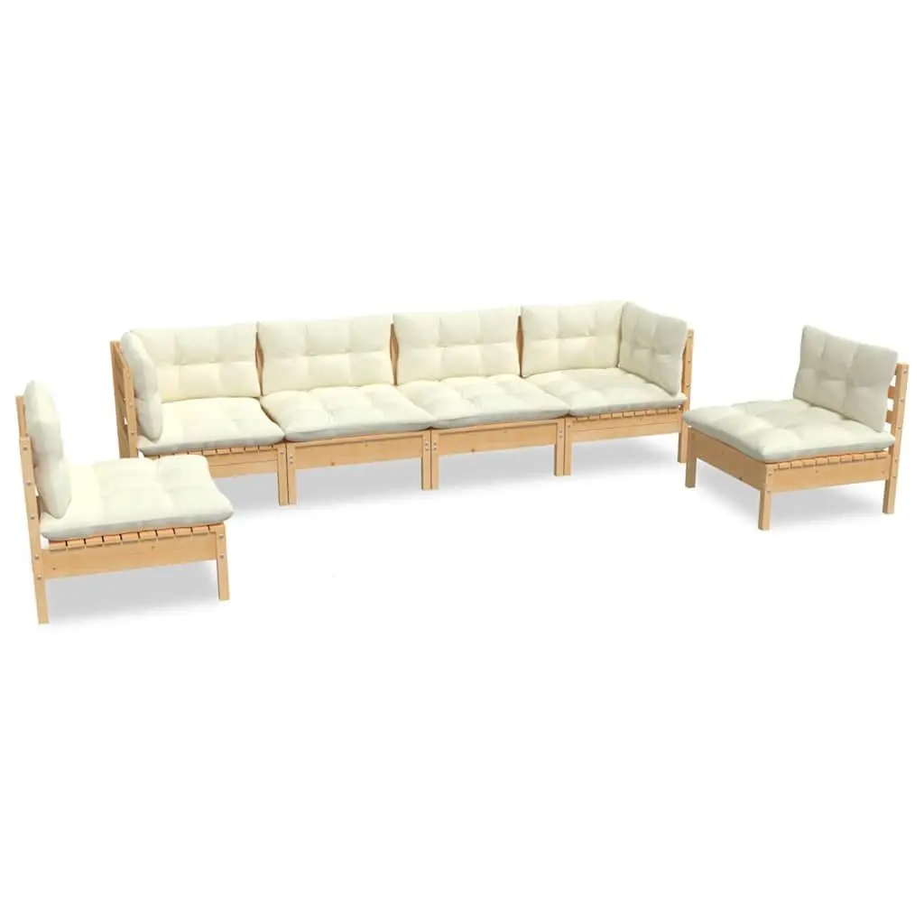Garden Lounge Set 6 Piece Outdoor Patio Furniture Cream Cushions Modular