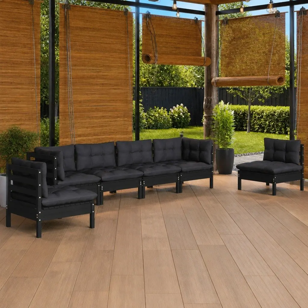 7 Piece Garden Lounge Set Solid Pinewood with Cushions Outdoor Patio Furniture