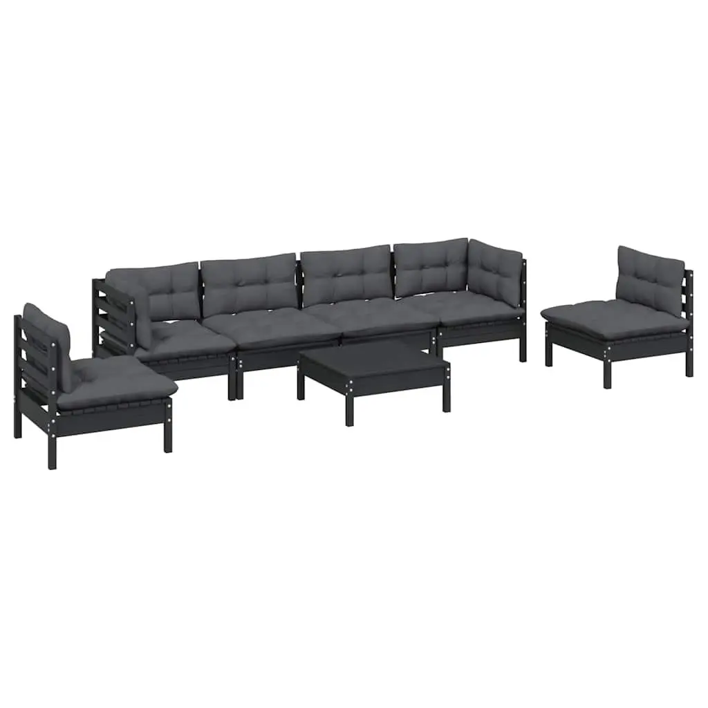 7 Piece Garden Lounge Set Solid Pinewood with Cushions Outdoor Patio Furniture