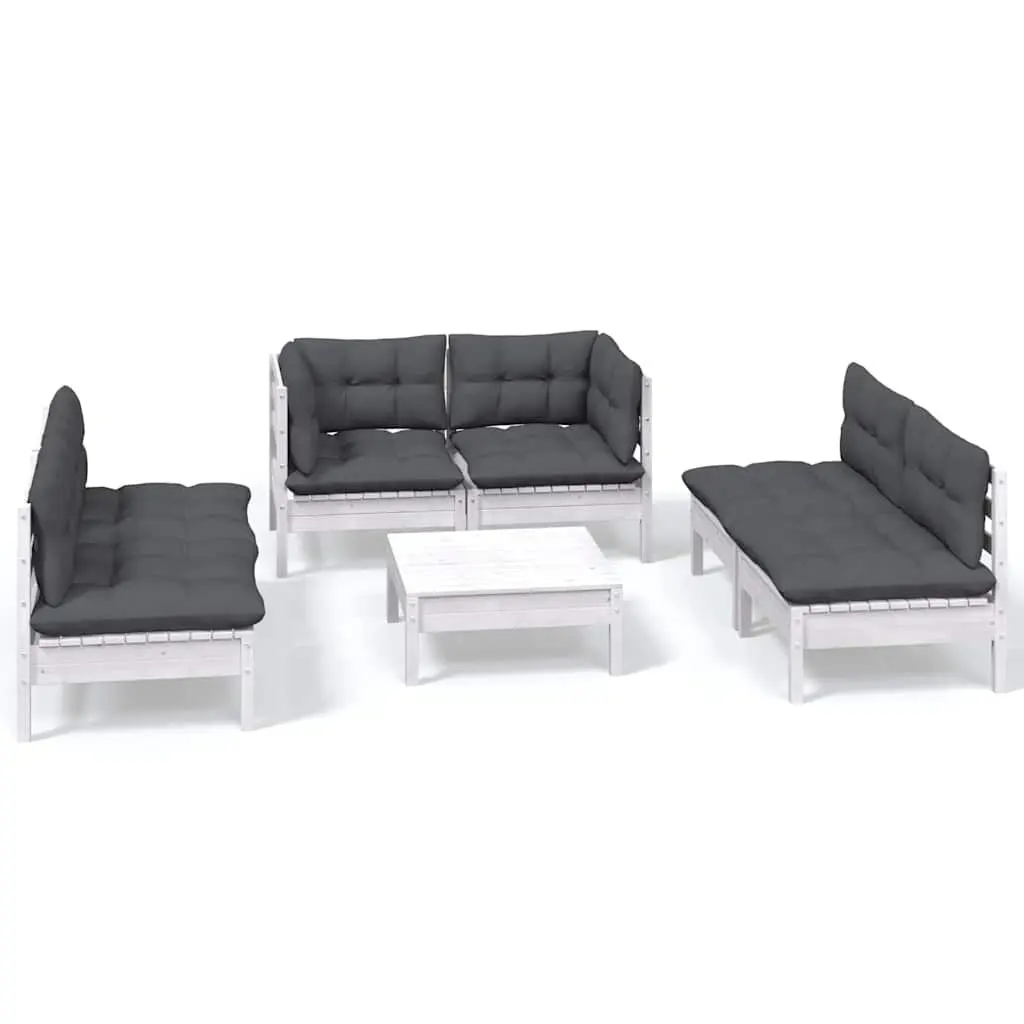 7 Piece Garden Lounge Set with Cushions Solid Pinewood Outdoor Patio Furniture