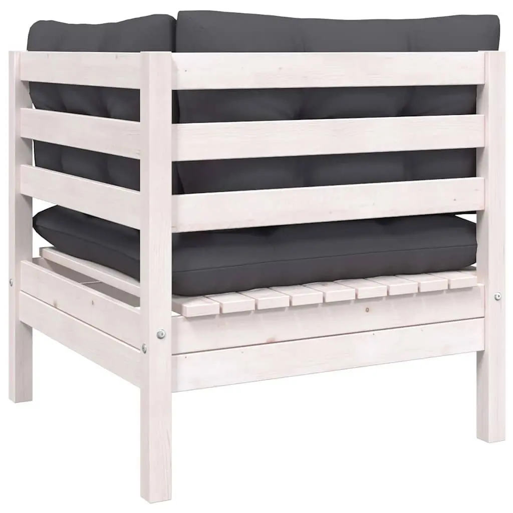 Garden Lounge Set Modular White 8 Piece Outdoor Patio Furniture with Cushions