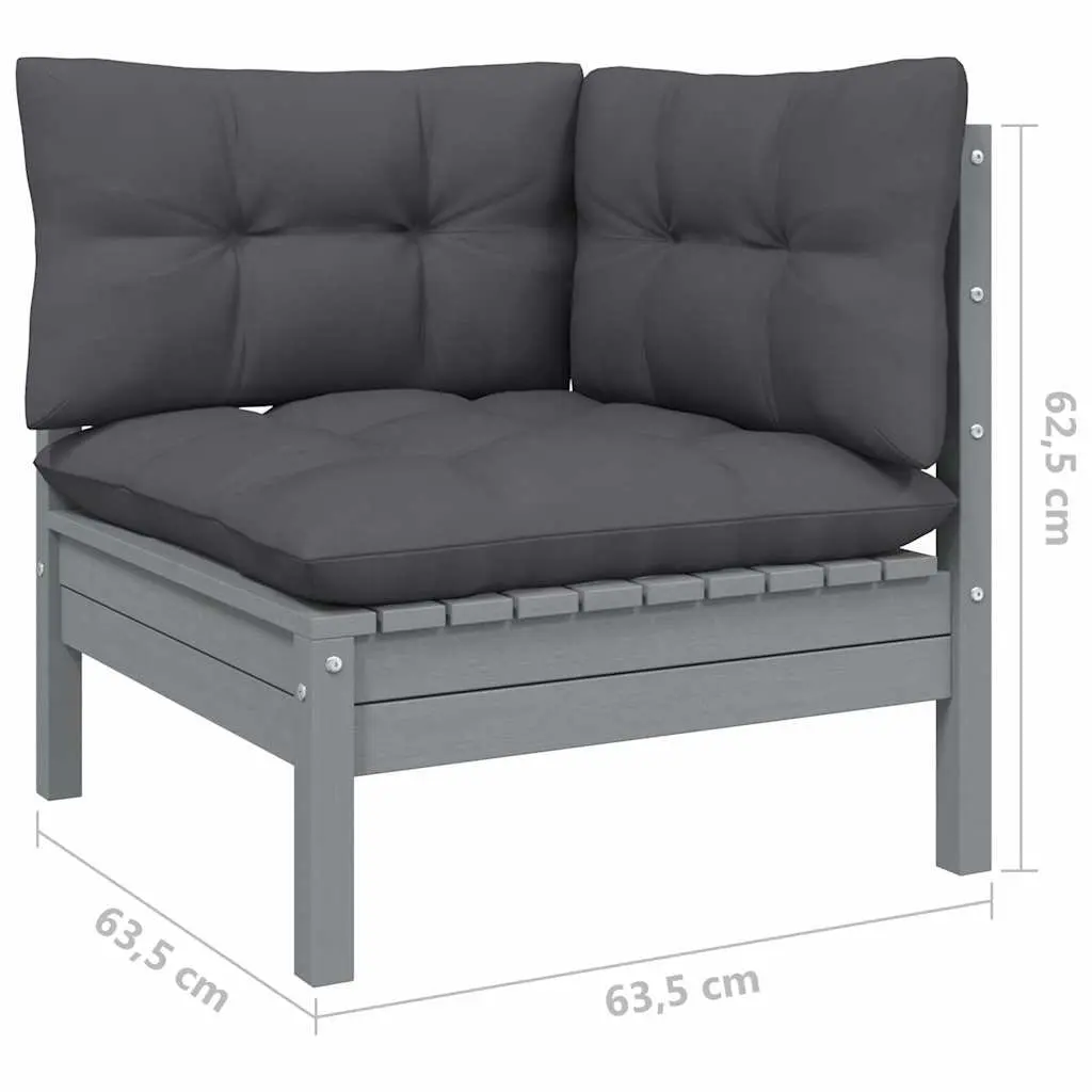 Garden Lounge Set 6 Piece Outdoor Patio Furniture with Cushions Grey