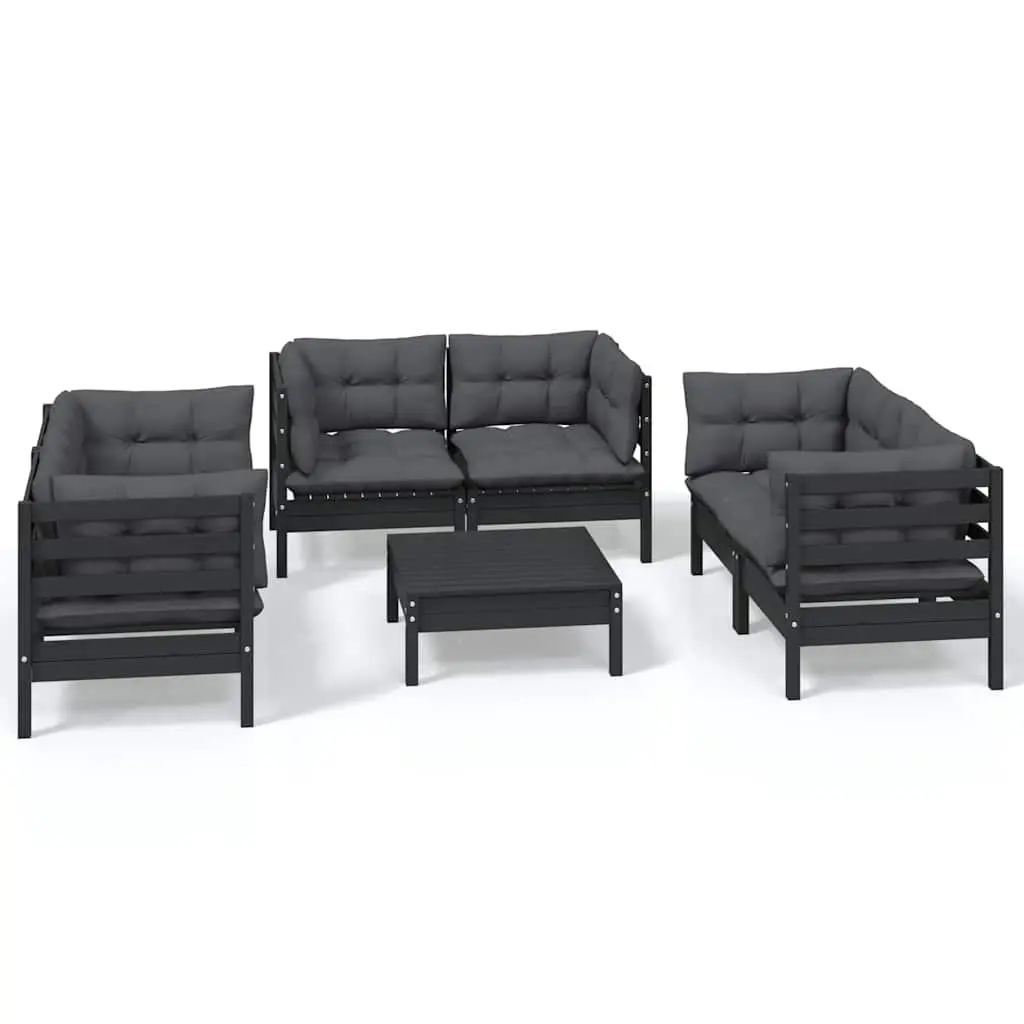 7 Piece Outdoor Lounge Set Solid Pinewood with Cushions Modular Garden Furniture
