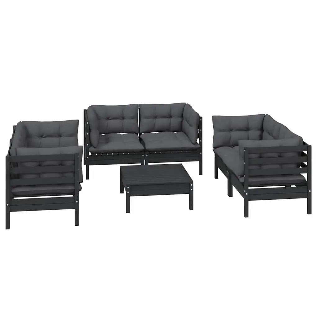 7 Piece Outdoor Lounge Set Solid Pinewood with Cushions Modular Garden Furniture