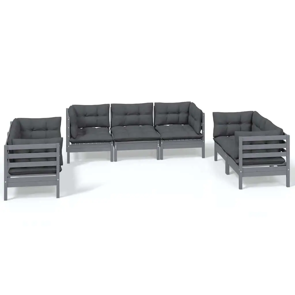 Garden Lounge Set 7 Piece Outdoor Patio Furniture with Cushions Grey Modular