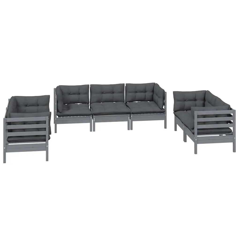 Garden Lounge Set 7 Piece Outdoor Patio Furniture with Cushions Grey Modular