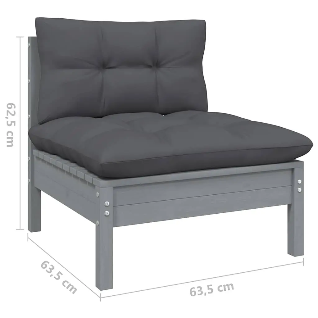 Garden Lounge Set 7 Piece Outdoor Patio Furniture with Cushions Grey Modular