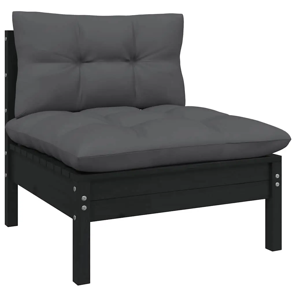 Garden Lounge Set 7 Piece Outdoor Furniture Patio Seating with Cushions Black