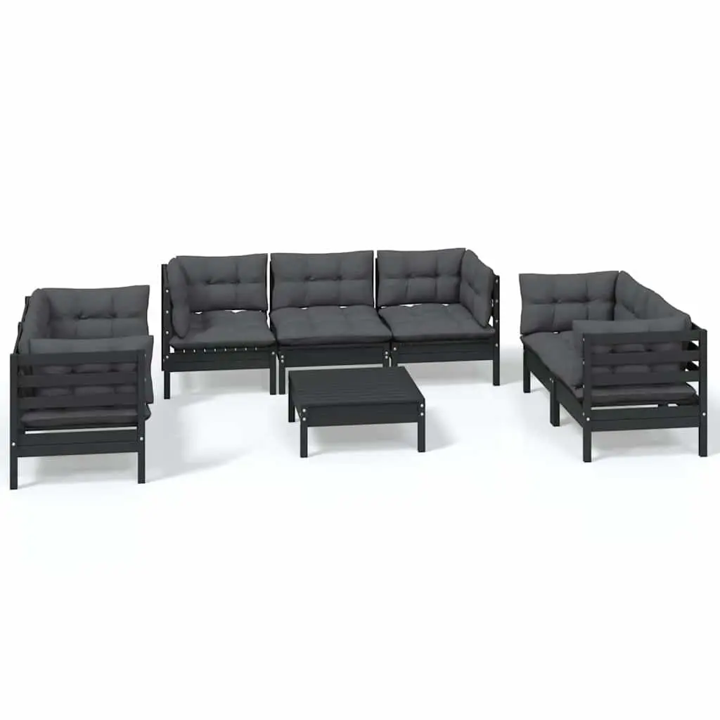 Garden Lounge Set Modular Pinewood 8 Piece Outdoor Patio Furniture with Cushions