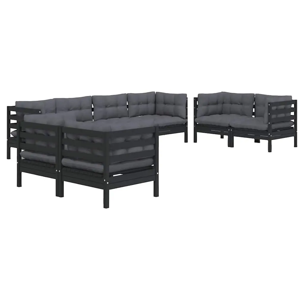 Garden Lounge Set 8 Piece Outdoor Furniture Patio Sofa with Cushions Black