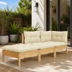 Friendly Garden Lounge Set: 3 Pieces with Cream Cushions