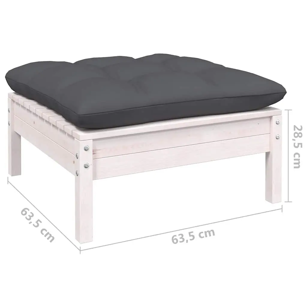 5 Piece Garden Lounge Set with Cushions White Outdoor Patio Furniture