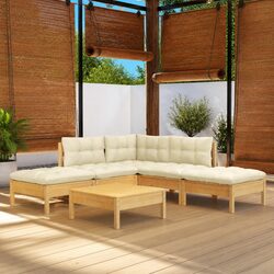 Garden Lounge Set 6 Piece Outdoor Furniture Pinewood Patio Sectional Modular
