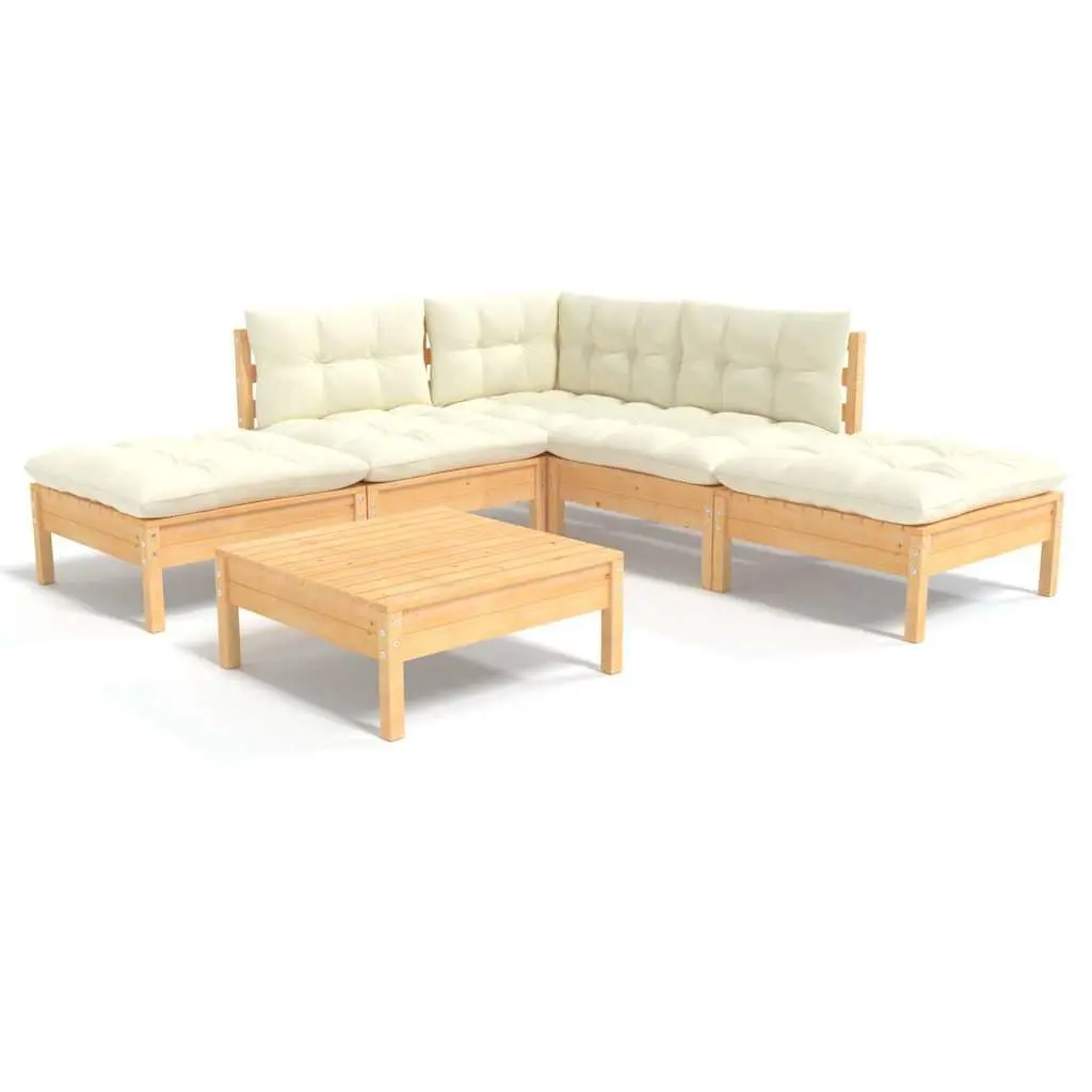 Garden Lounge Set 6 Piece Outdoor Furniture Pinewood Patio Sectional Modular