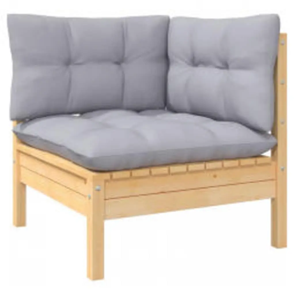 Garden Lounge Set 4 Piece Wooden Patio Furniture Grey Cushions Outdoor Seating