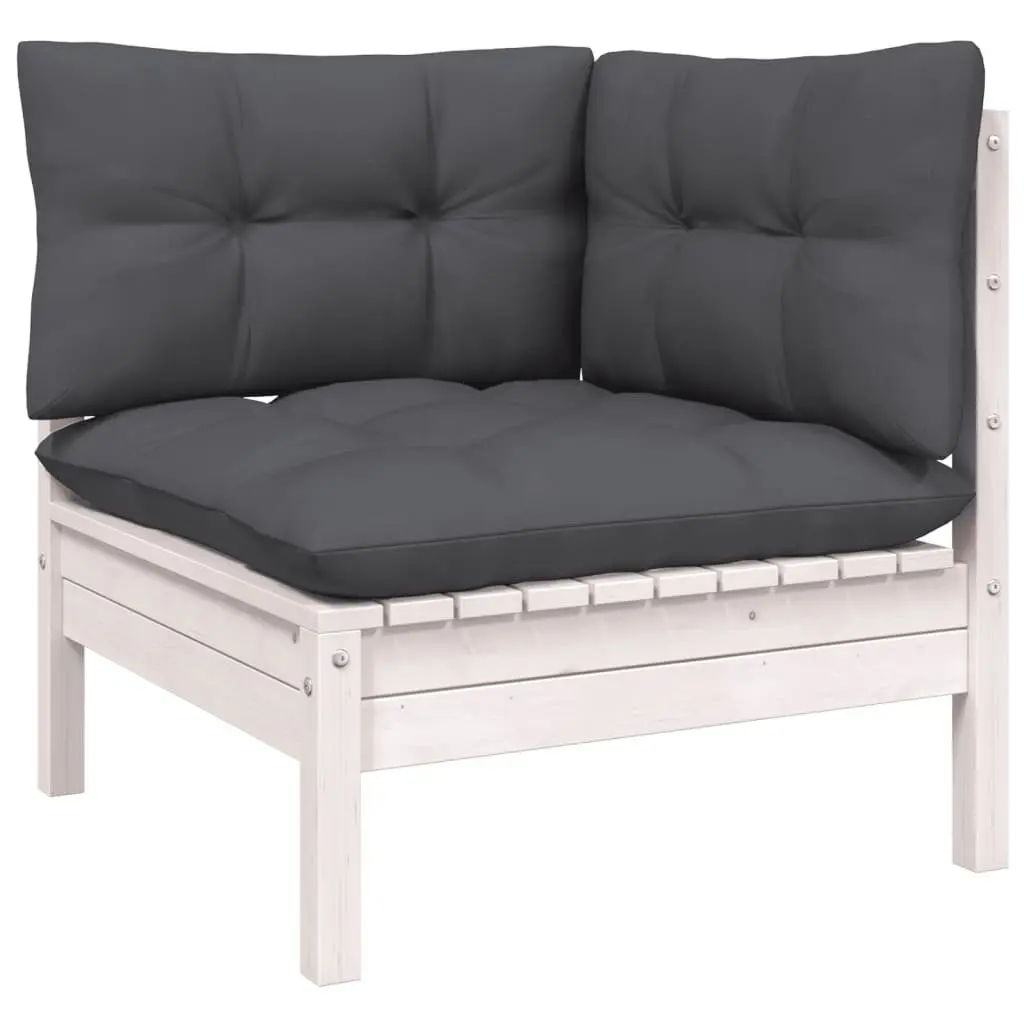 Garden Lounge Set 6 Piece Outdoor Patio Furniture White Pinewood with Cushions