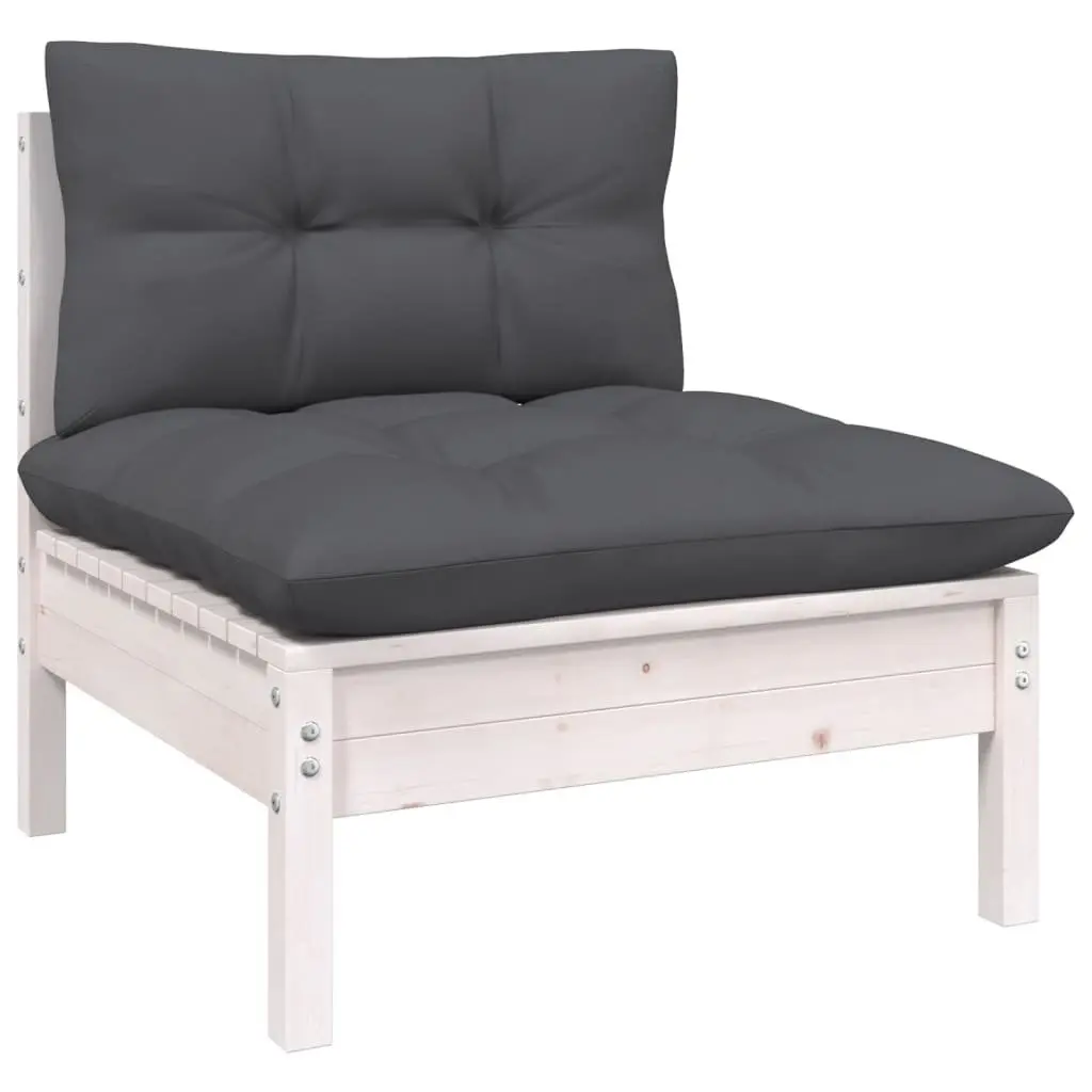 Garden Lounge Set 6 Piece Outdoor Patio Furniture White Pinewood with Cushions