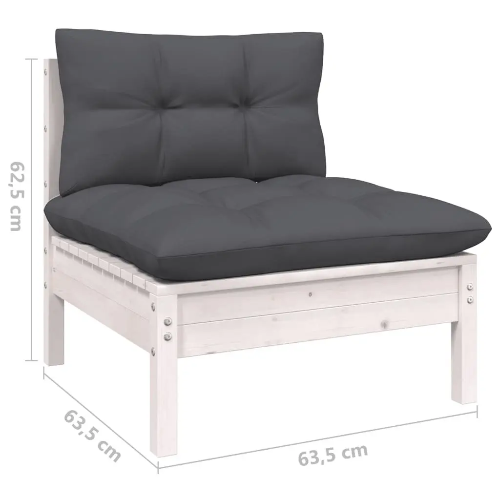 Garden Lounge Set 6 Piece Outdoor Patio Furniture White Pinewood with Cushions