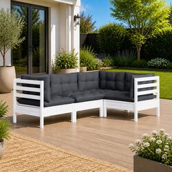 Your Perfect 4-Piece White Pinewood Lounge Set Awaits