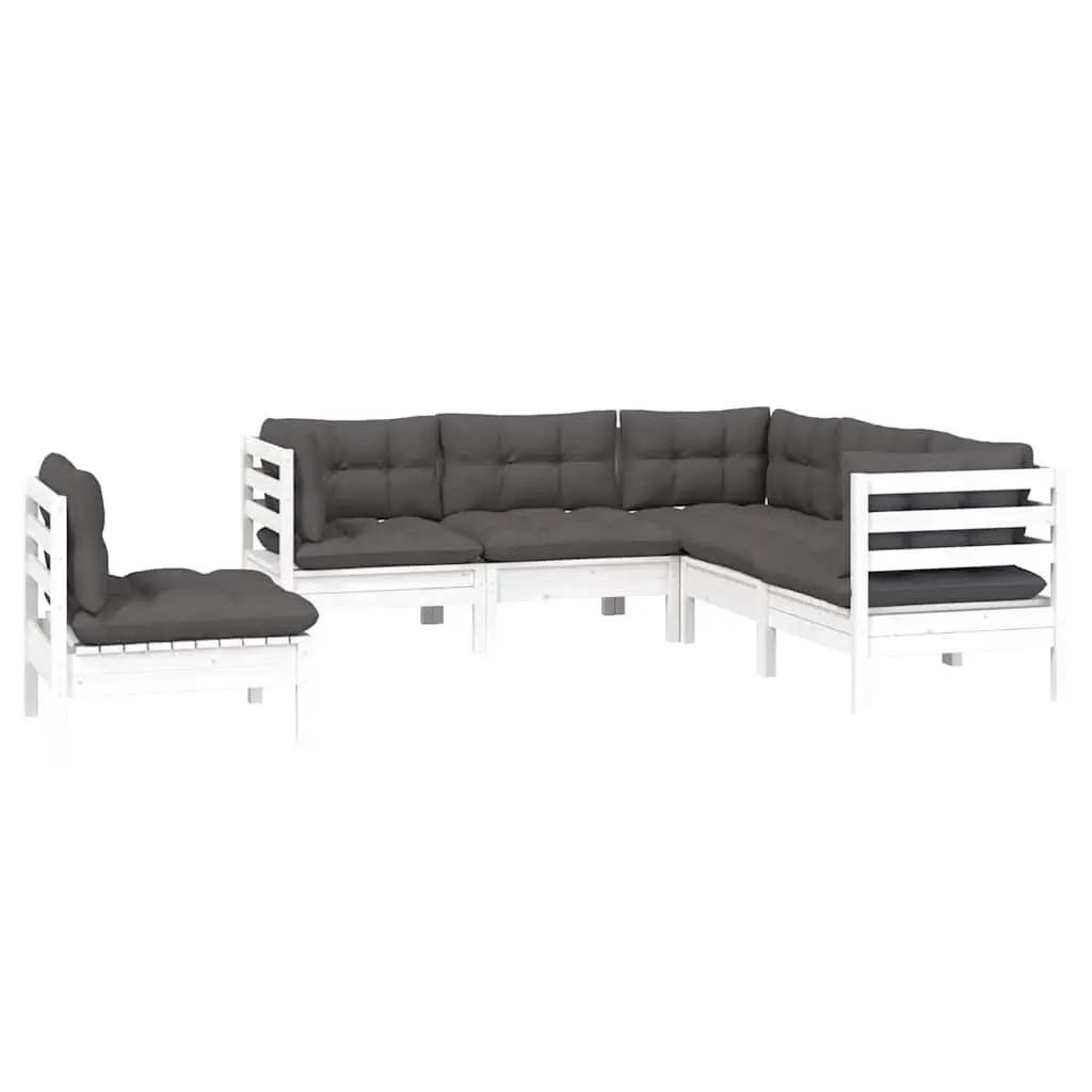 5-Piece White Pinewood Lounge Set