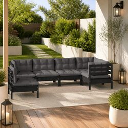 Your New 6 Piece Black Pinewood Lounge Set Awaits