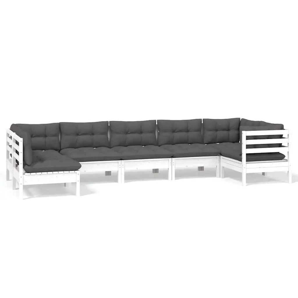 Wooden Garden Lounge Set 7 Piece Outdoor Furniture Patio Seating with Cushions