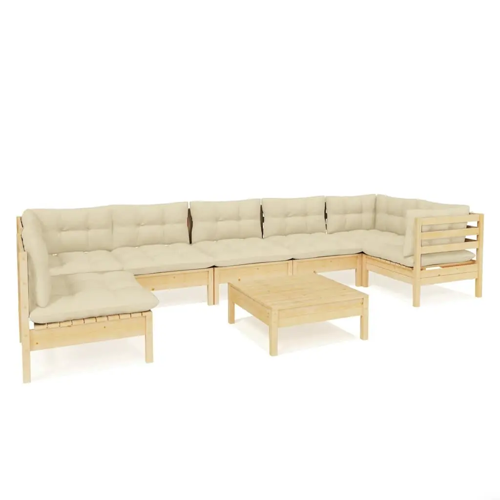 Garden Lounge Set Solid Wood 8 Piece Outdoor Patio Furniture with Cushions