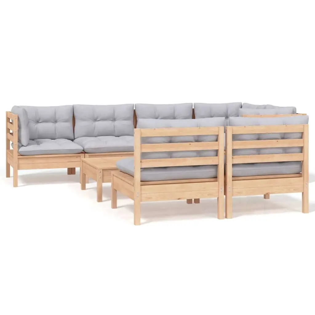 Garden Lounge Set 8 Piece Outdoor Furniture Patio Sectional Grey Cushions
