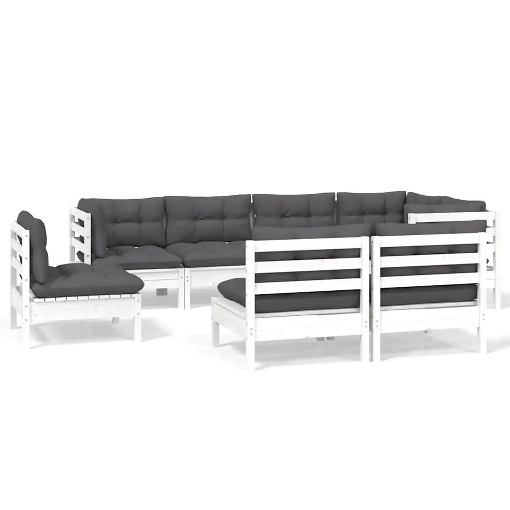 Garden Lounge Set 8 Piece Outdoor Patio Furniture with Cushions White Modular